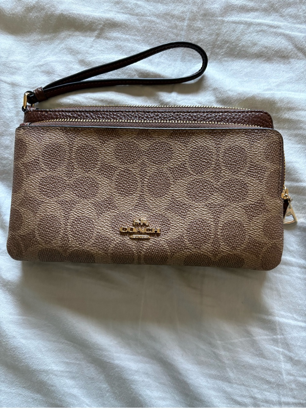 Coach Brown Signature Wristlet
